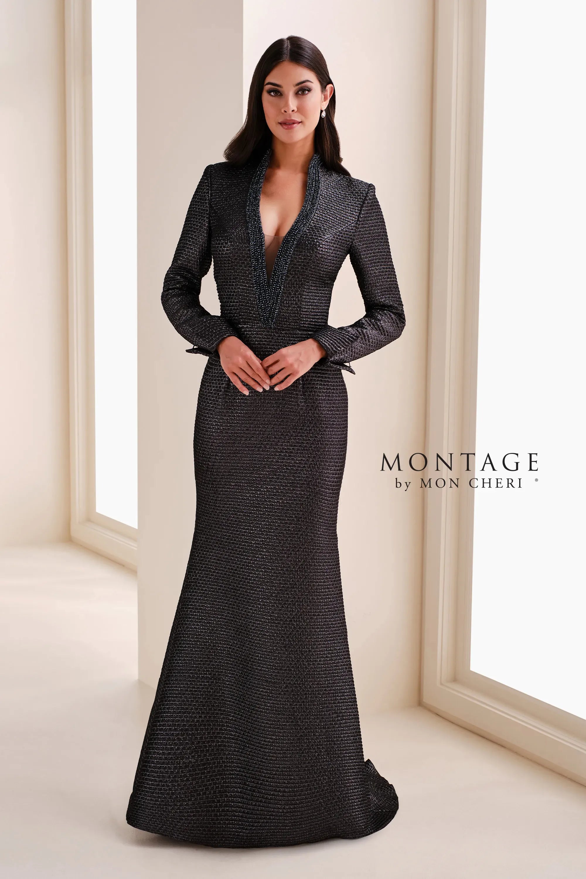 Mother of the Bride Dresses Long Sleeve Metallic Mother of the Bride Dress Gunmetal
