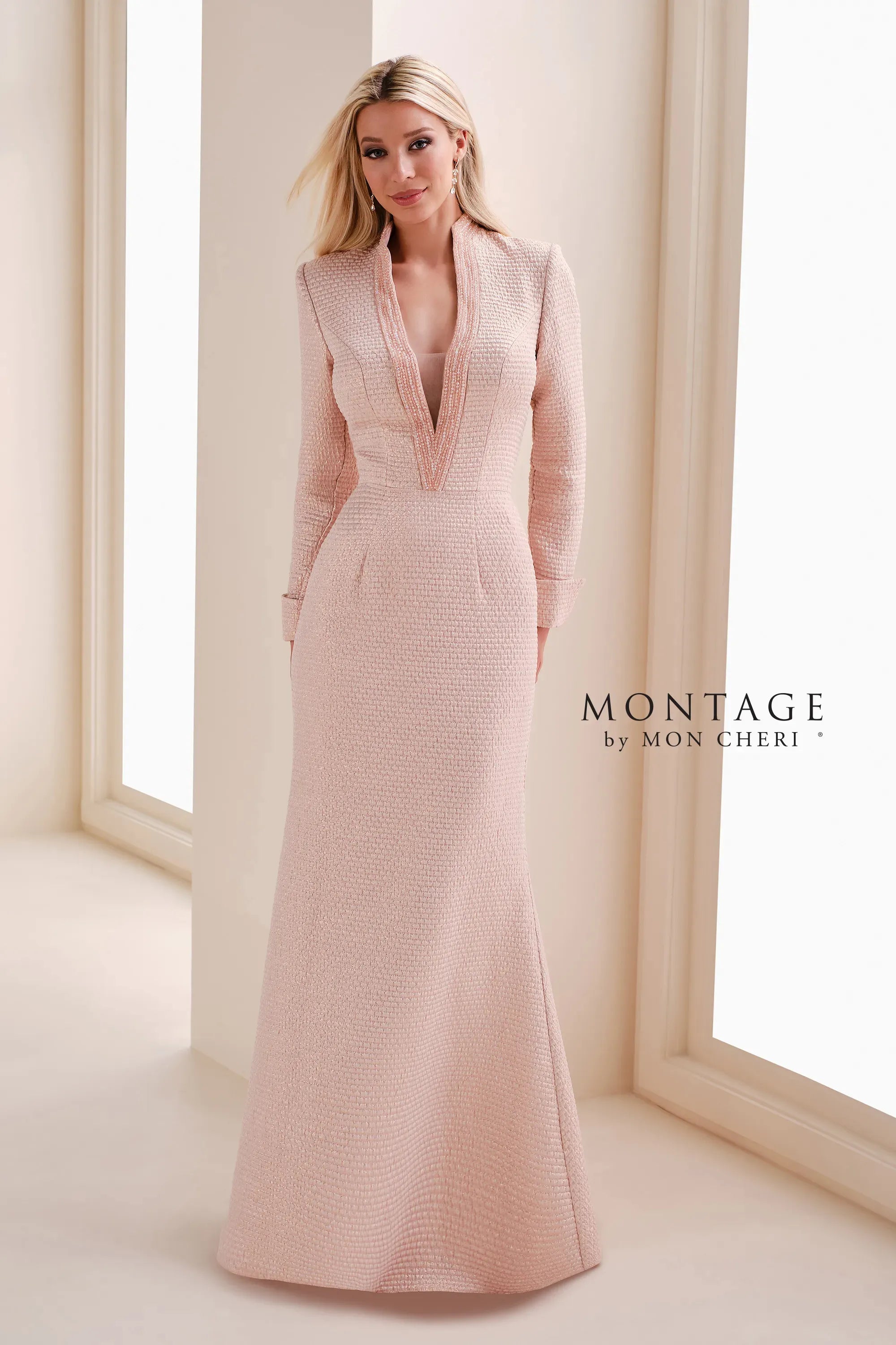 Mother of the Bride Dresses Long Sleeve Metallic Mother of the Bride Dress Rose Gold
