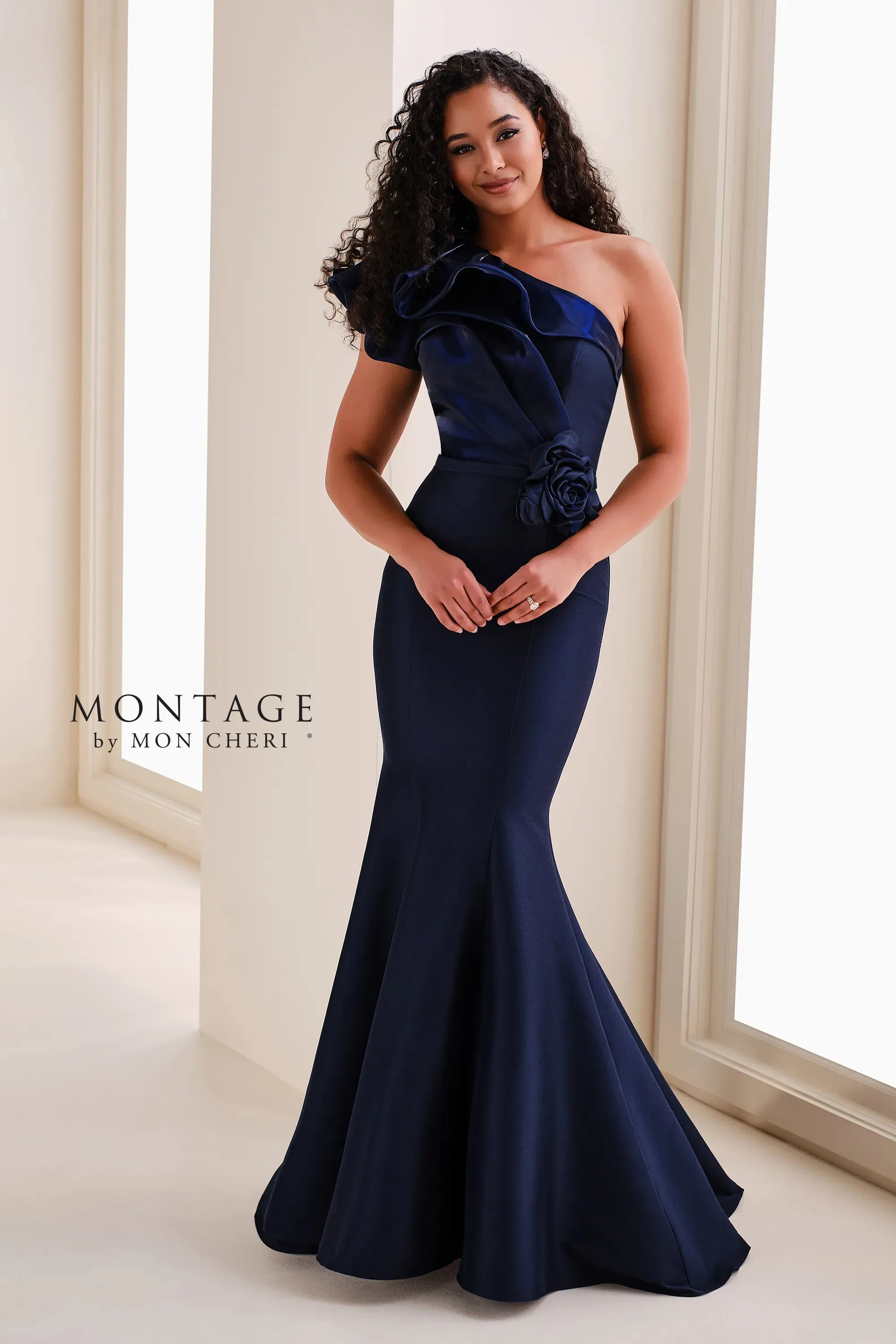 Formal Dresses Long Mermaid 3D Floral Applique Formal Dress Navy