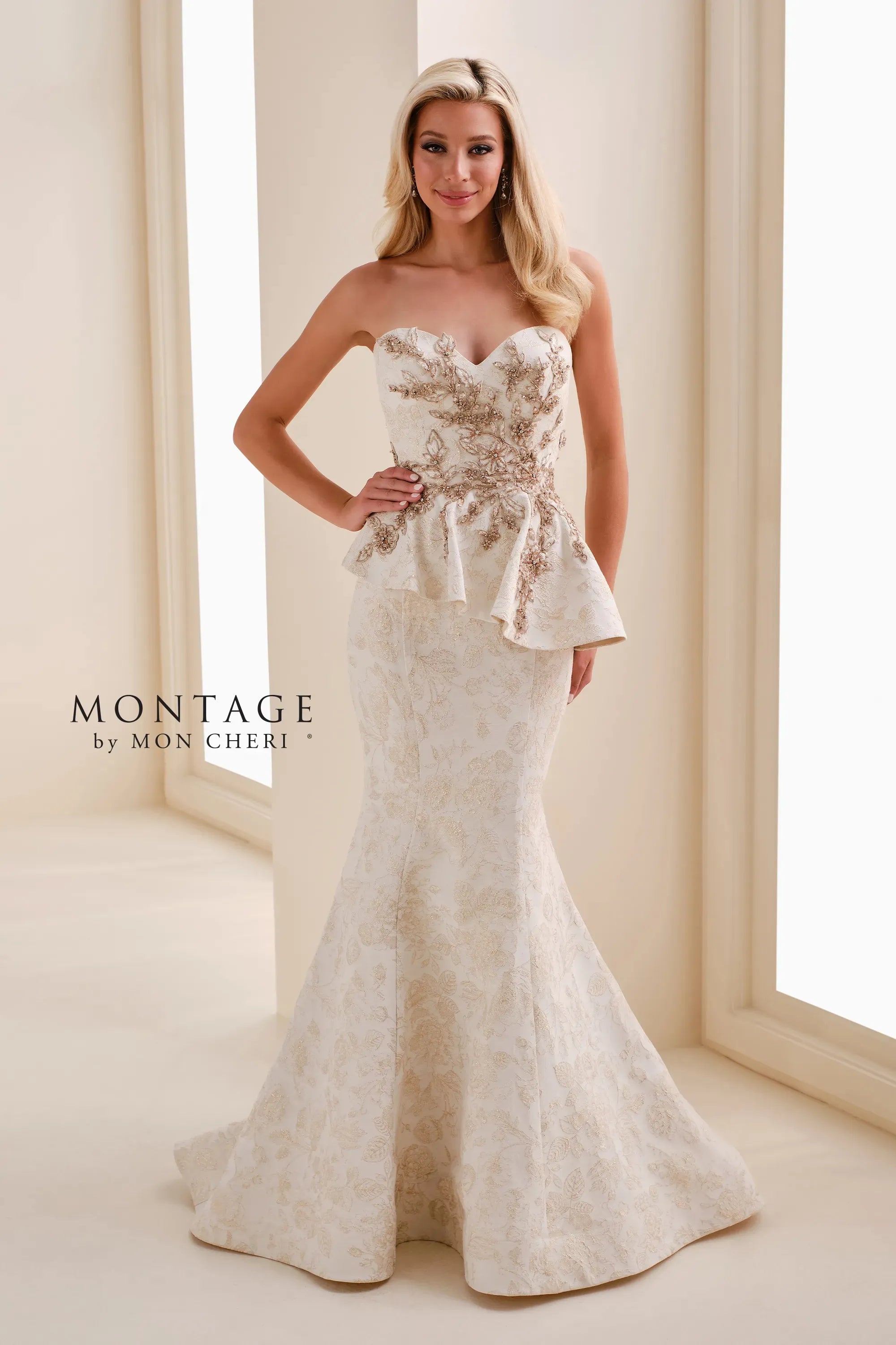 Formal Dresses Long Beaded Formal Mermaid Dress Ivory/Gold