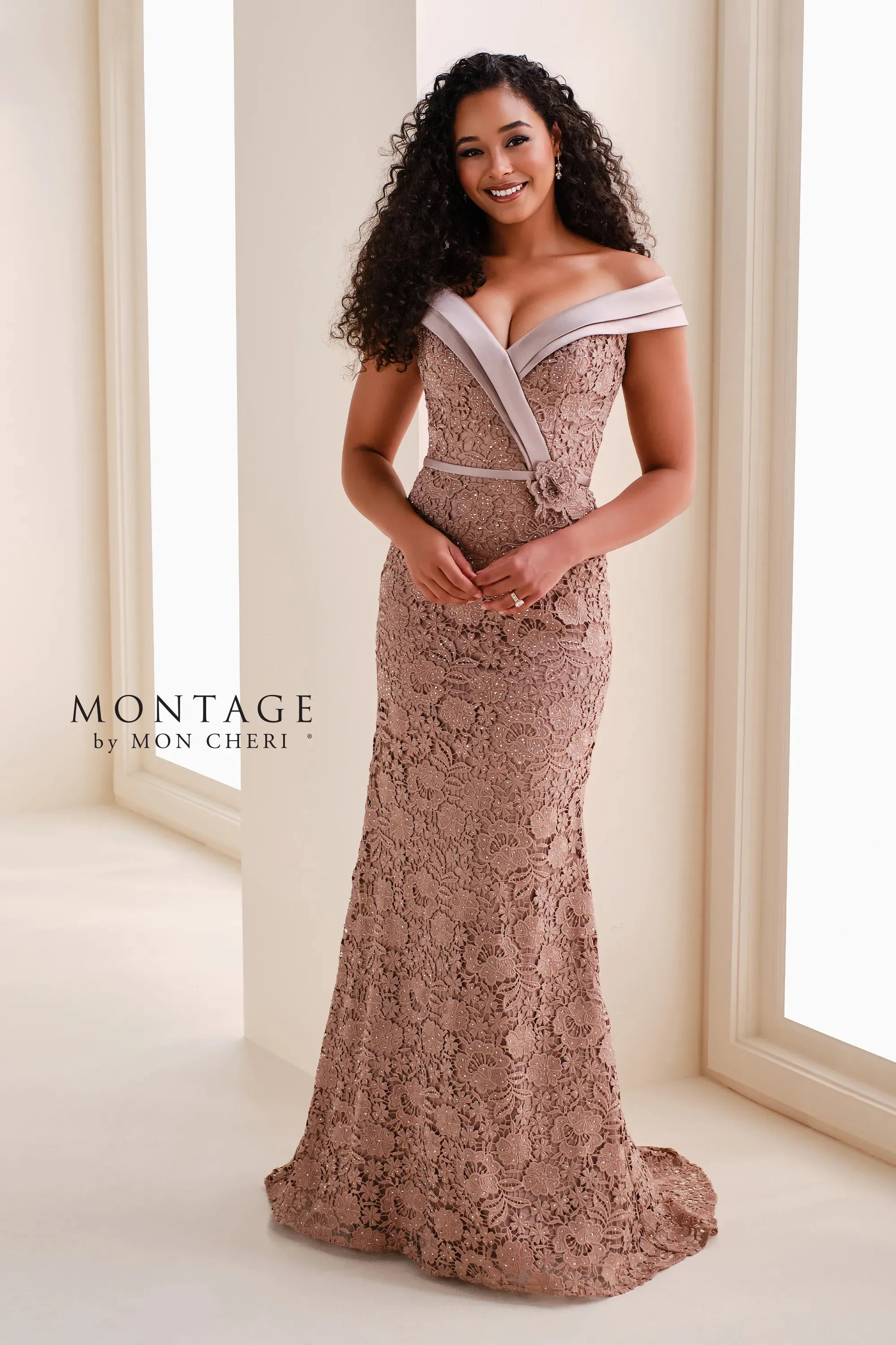 Montage M4213 Long Formal 3D Floral Evening Dress The Dress Outlet Montage M4213 Long Formal 3D Floral Evening Dress The Dress Outlet