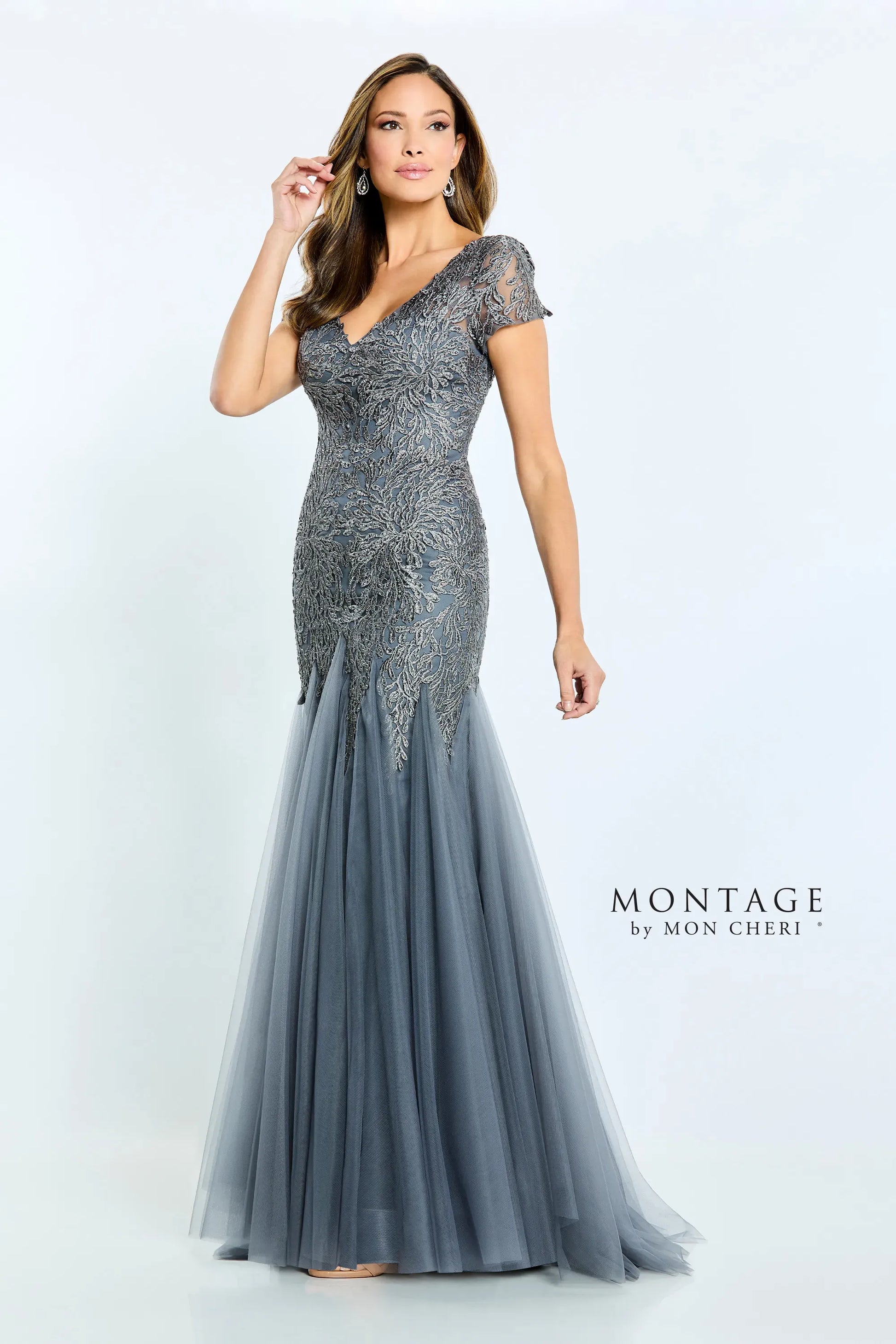 Montage M501 Long Evening Gown Beaded Formal Dress