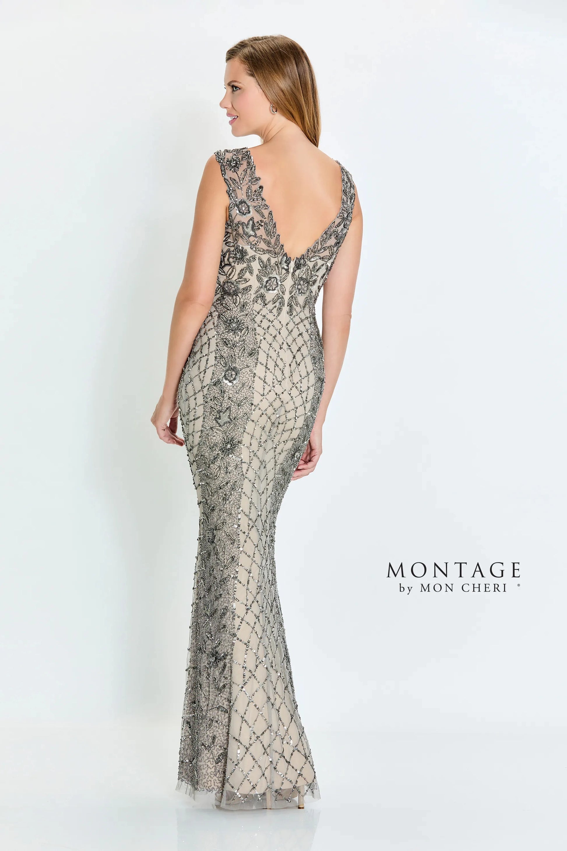 Montage M533 Formal Long Beaded Sequin Evening Dress