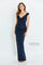 Formal Dresses Long Formal Peplum Beaded Evening Dress Navy Blue