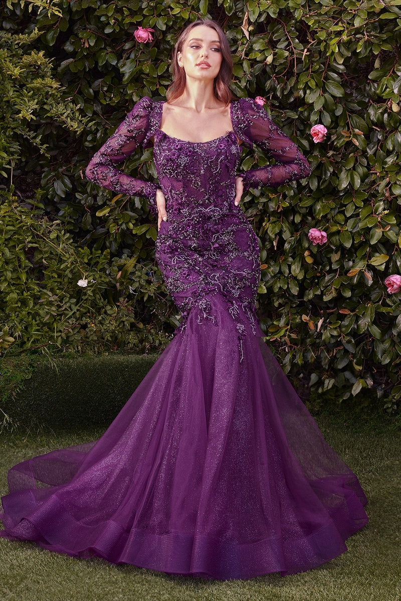 royal purple purple wedding dress Deep High Neck Muslim Dresses with Long Sleeves FD2406 viniodress Featuring a dramatic Victorian Rayne Black and Purple Wedding