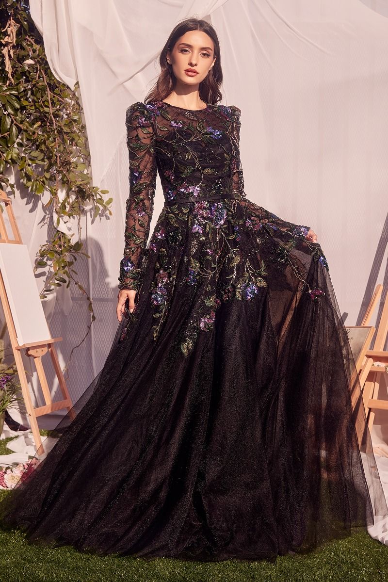 Andrea & Leo MA107 Long A Line Floral Layered Formal Dress The Dress Outlet Andrea & Leo MA107 Long A Line Floral Layered Formal Dress The Dress Outlet