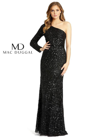 Mac Duggal Prom Long Formal One Shoulder Evening Dress Black