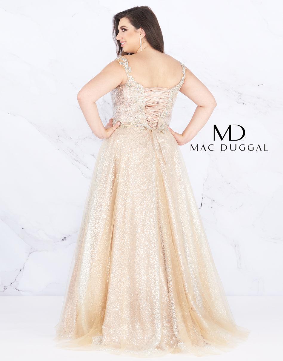 Nude Silver Mac Duggal 65037 Prom Long Plus Size Dress for 498.0 The