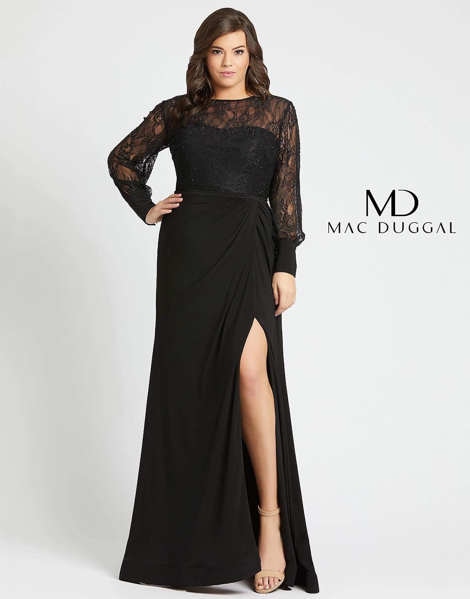 Mac Duggal Fabulouss Long Plus Size Formal Prom Dress Black