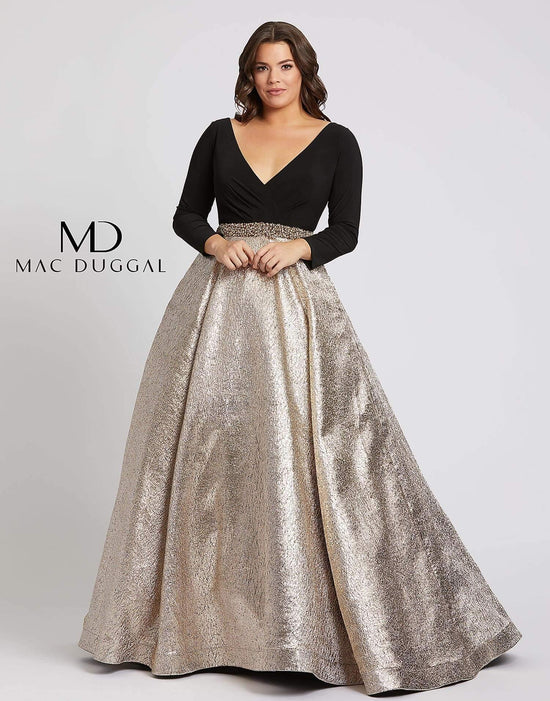Gold Shimmer Mac Duggal 67229 Fabulouss Prom Plus Size Long Ball Gown ...
