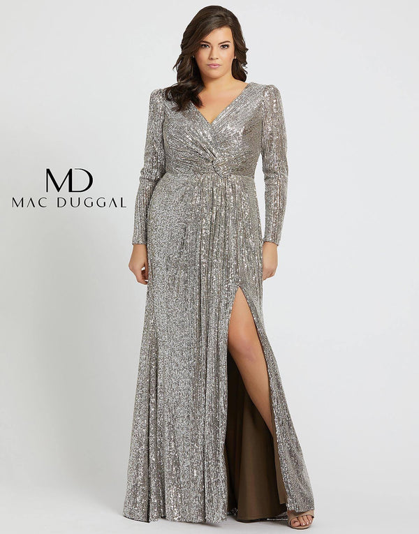 Fabulouss Long Sleeve Plus Size Dress Long Sleeves Mac Duggal 77676