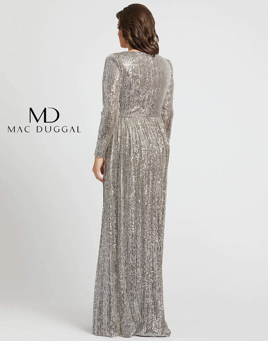 Silver Mac Duggal 77676 Fabulouss Long Sleeve Plus Size Dress for $460. ...