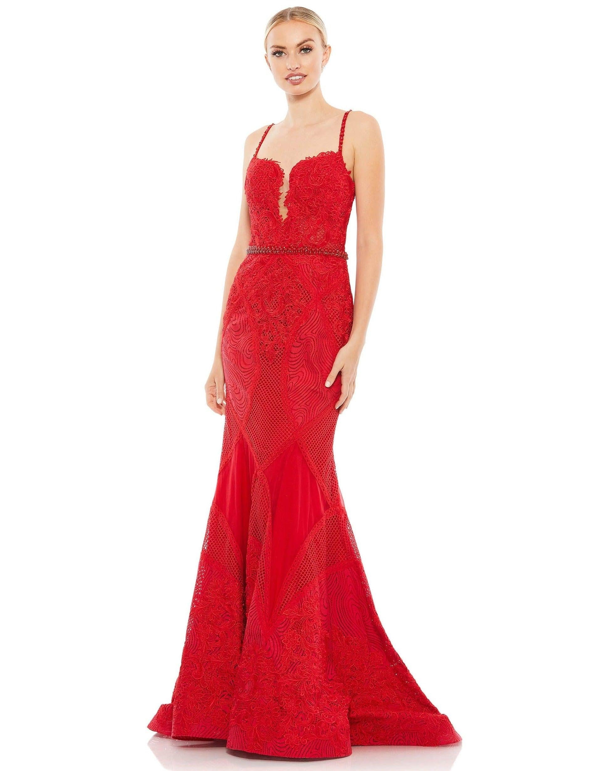 Mac Duggal Prom Long Mermaid Lace Gown 79082R - The Dress Outlet