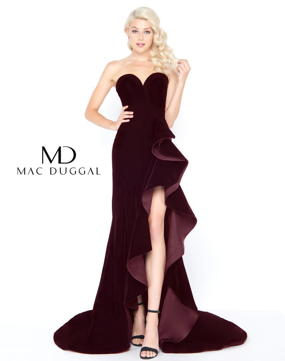 Mac Duggal High Slit Tiered Long Formal Prom Dress - The Dress Outlet Mac Duggal