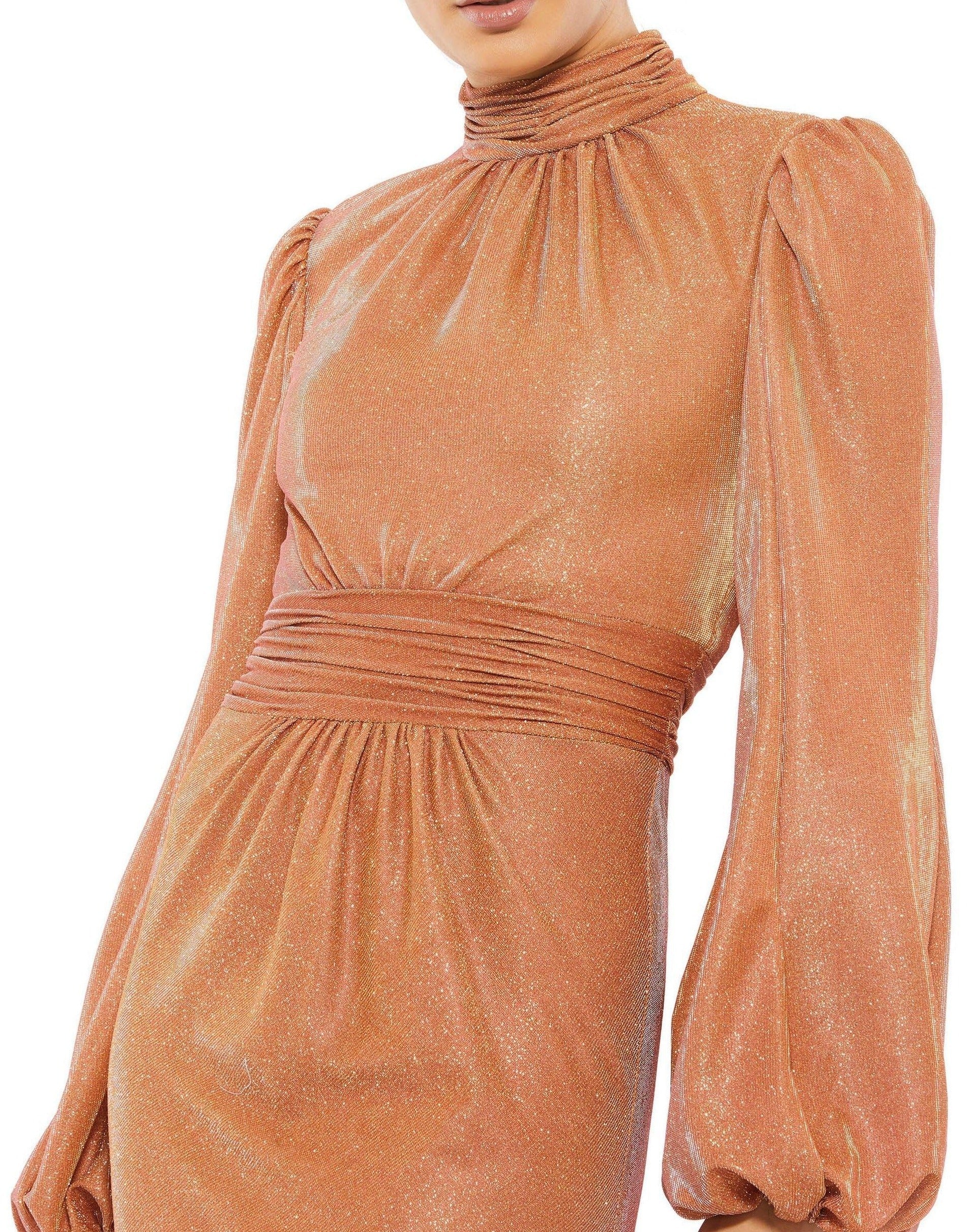 Rust 6 Mac Duggal 11248 Long Bishop Sleeve Formal Dress Sale