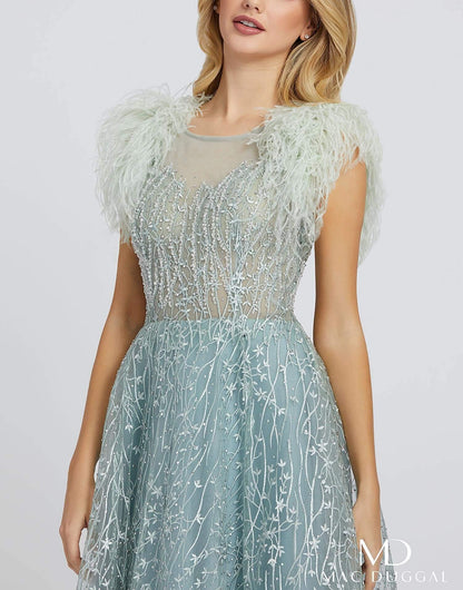 Mac Duggal Long Formal Cap Sleeve Evening Prom Dress - The Dress Outlet Mac Duggal