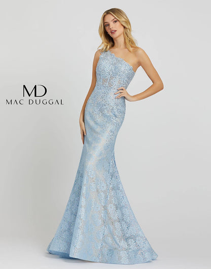 Mac Duggal Long Formal One Shoulder Homecoming Prom Gown - The Dress Outlet Mac Duggal
