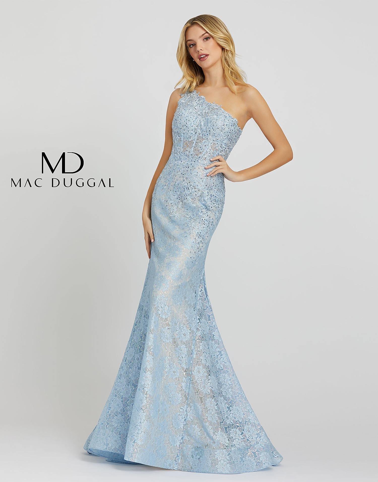 Mac Duggal Long Formal One Shoulder Homecoming Prom Gown - The Dress Outlet Mac Duggal