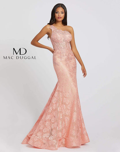 Mac Duggal Long Formal One Shoulder Homecoming Prom Gown - The Dress Outlet Mac Duggal