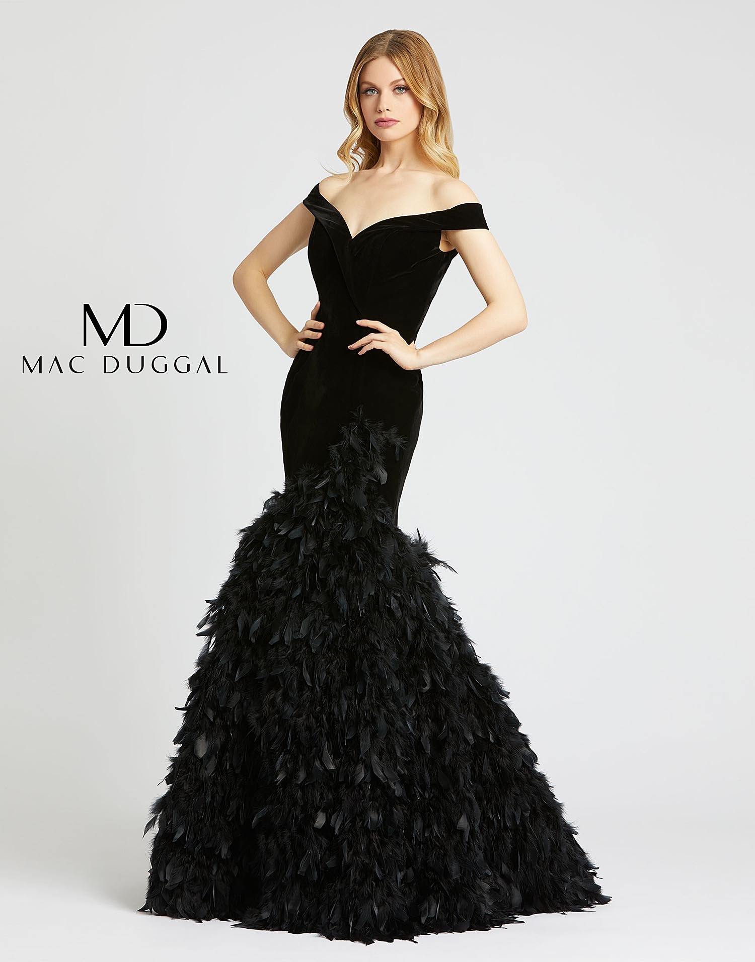 Mac Duggal Long Homecoming Off Shoulder Mermaid Prom Gown - The Dress Outlet Mac Duggal