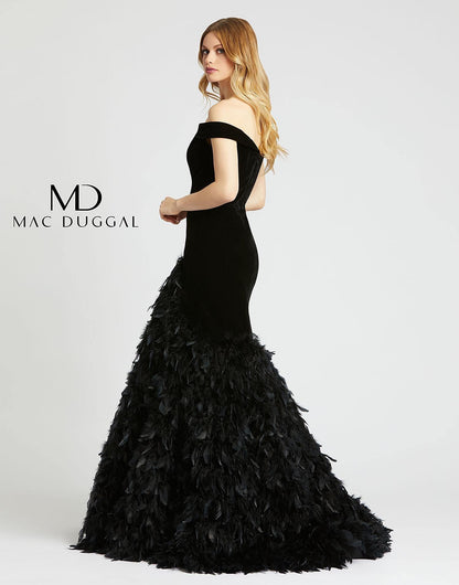 Mac Duggal Long Homecoming Off Shoulder Mermaid Prom Gown - The Dress Outlet Mac Duggal