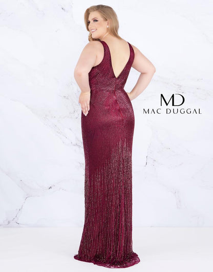 Mac Duggal Long Plunging V-Neckline Prom Plus Size Dress - The Dress Outlet Mac Duggal