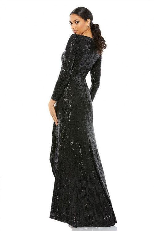 Black 14 Mac Duggal 26395 Prom Long Sleeve High Low Dress Sale