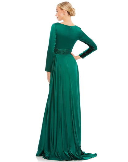 Mac Duggal Prom Long Sleeve High Slit Dress 55245 - The Dress Outlet