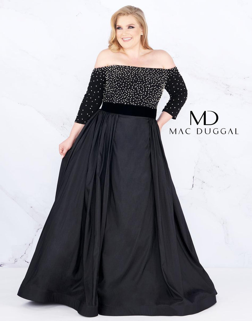 Black Mac Duggal Prom Plus Size Dress Long for $537.99 – The Dress Outlet
