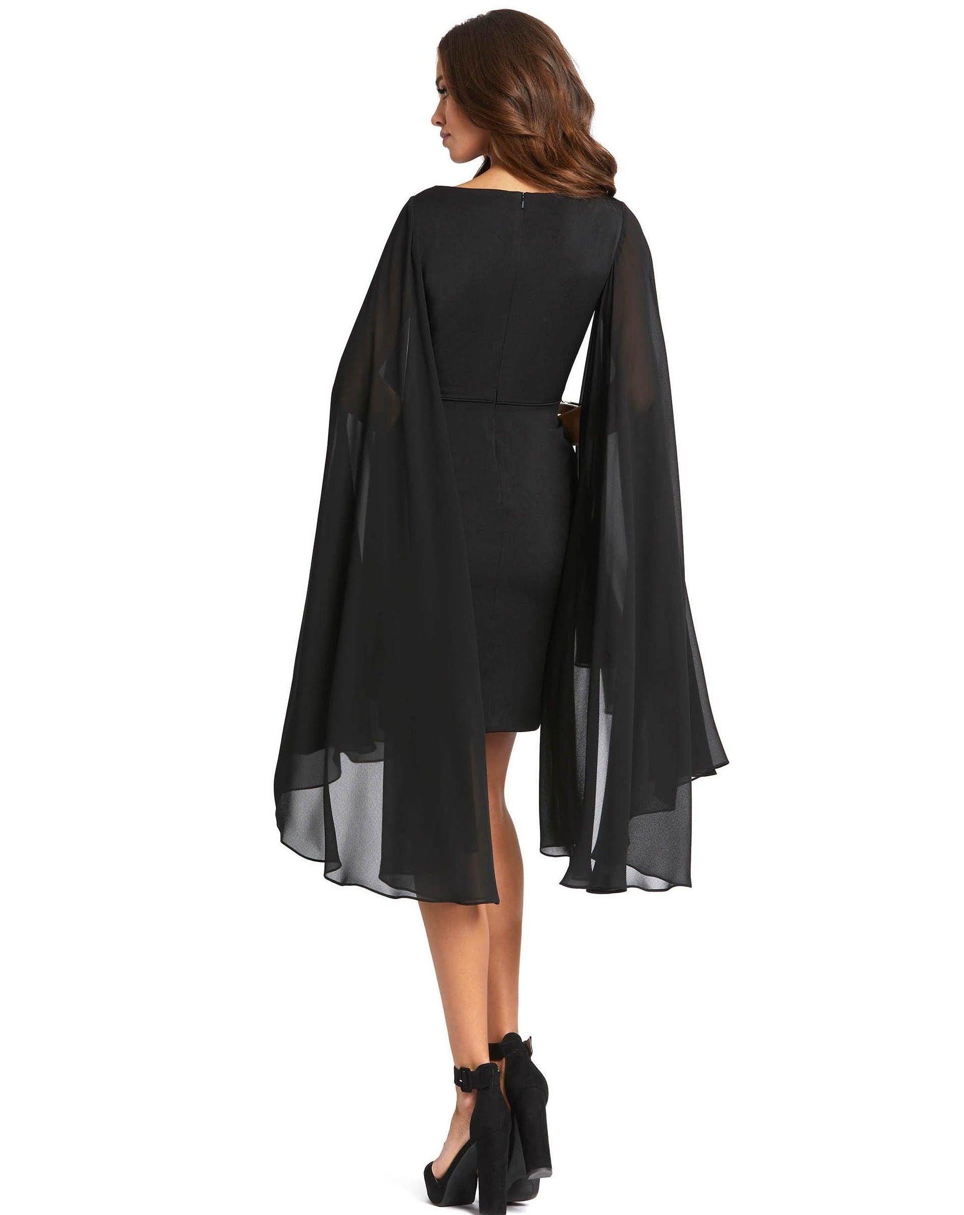 Mac Duggal 55358 Short Cape Sleeve Dress Sale