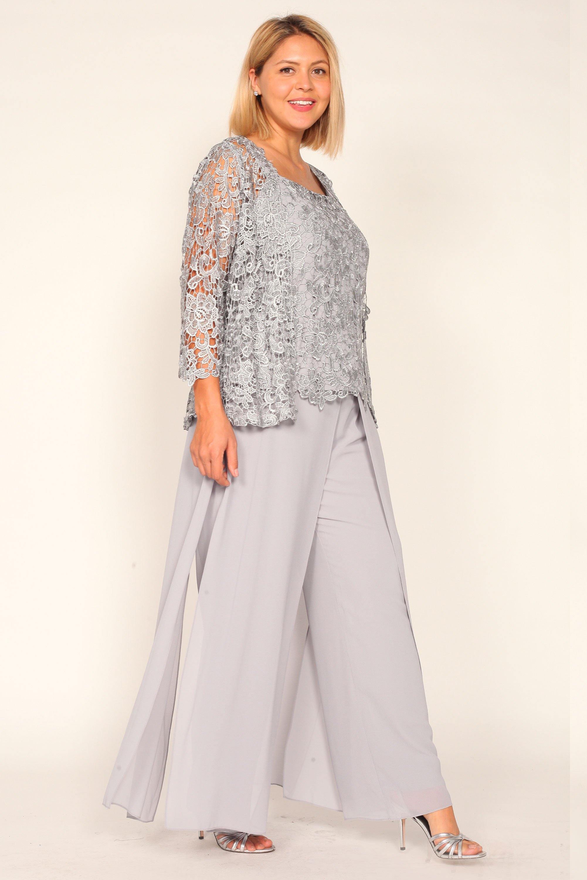 Marina Silver Mother of the Bride Pant Suit