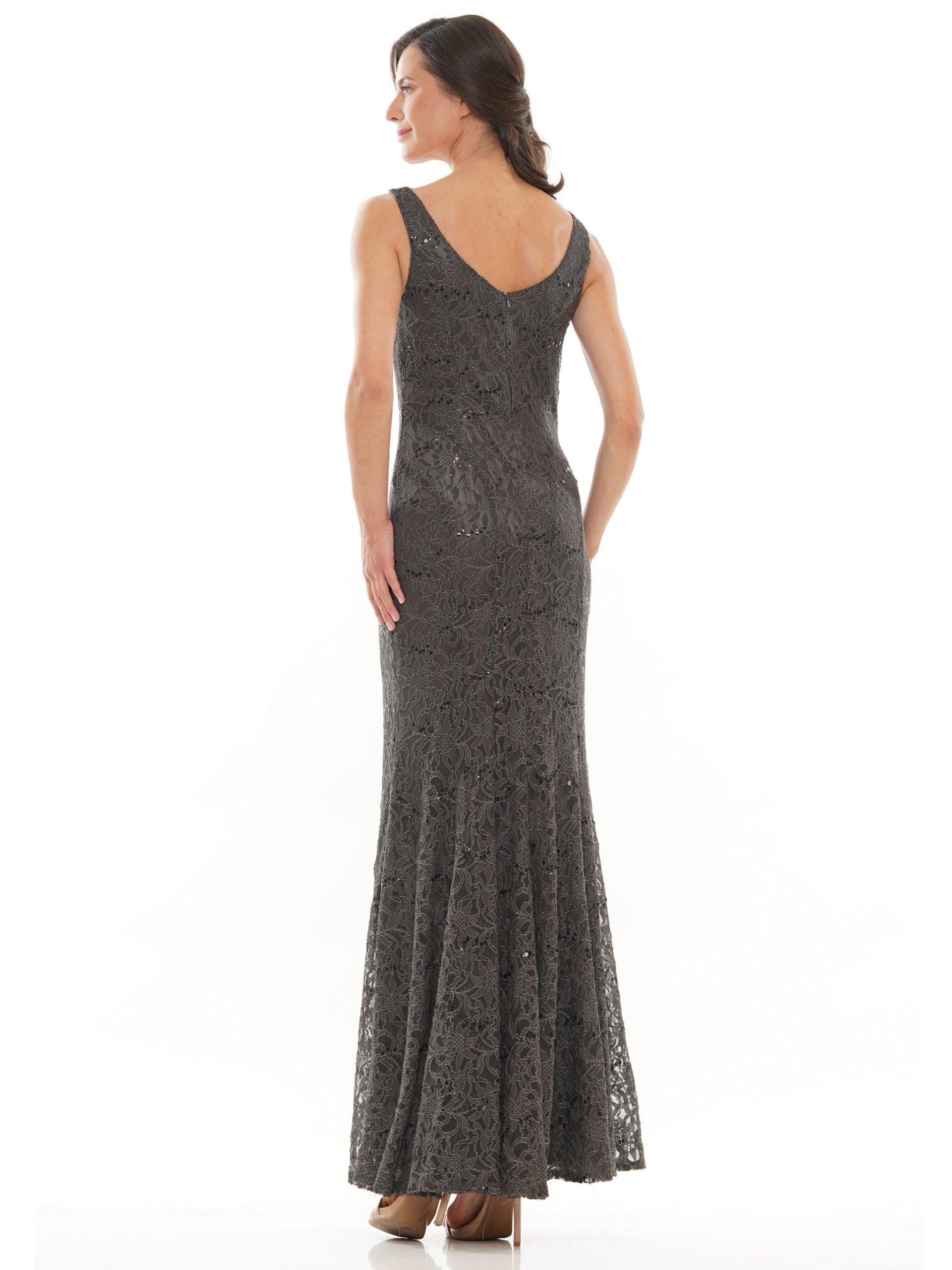 Long Sleeve Formal Dress Charcoal