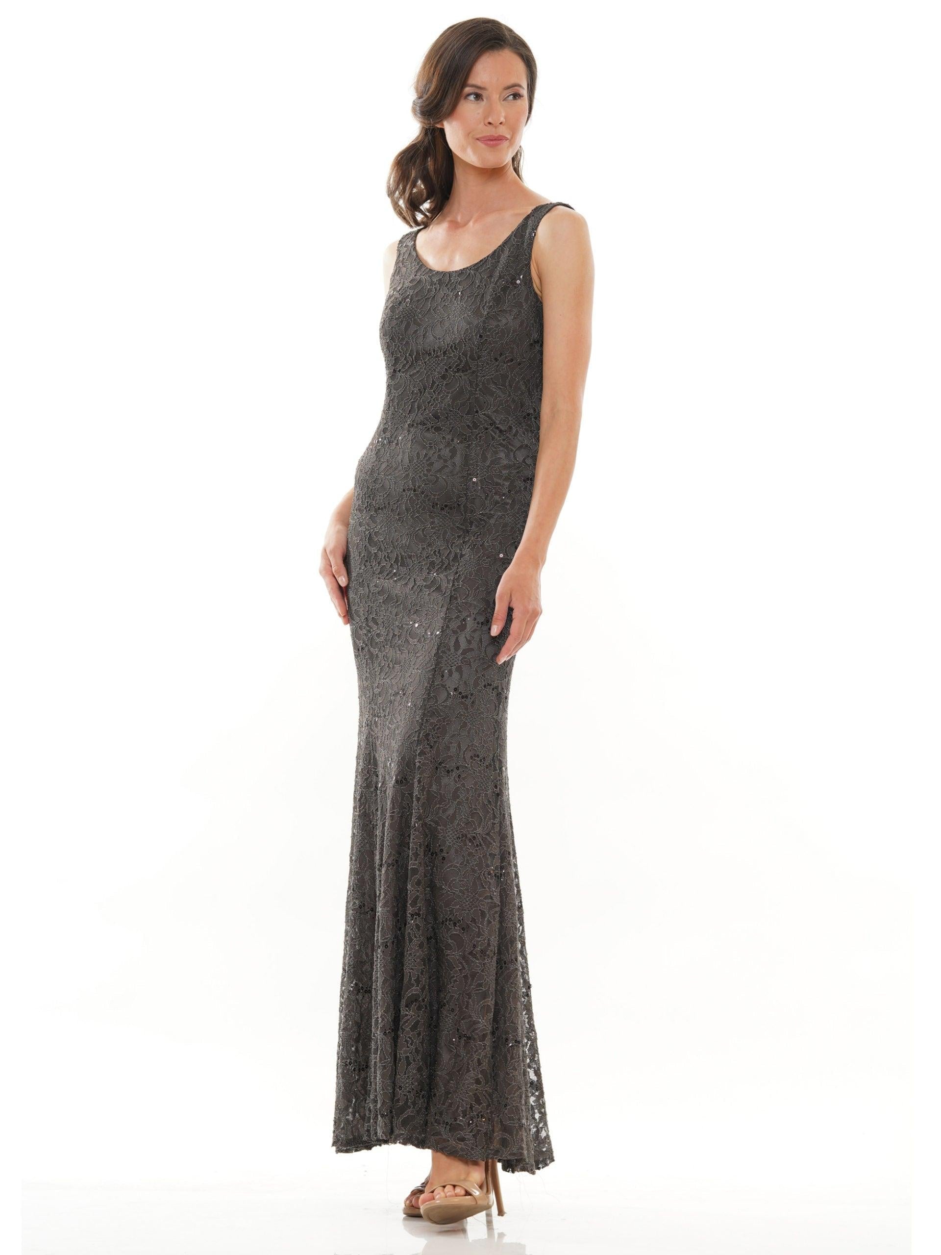 Long Sleeve Formal Dress Charcoal
