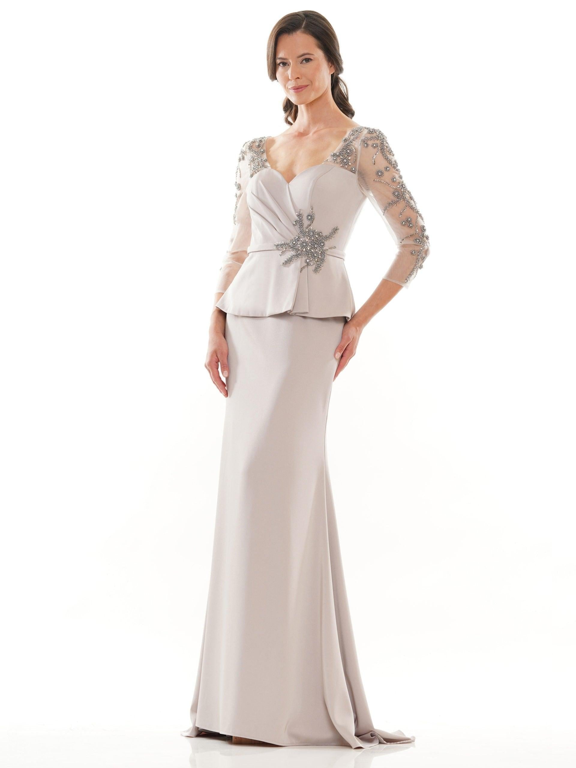 Marsoni Mother of the Bride Long Peplum Dress 1037 - The Dress Outlet