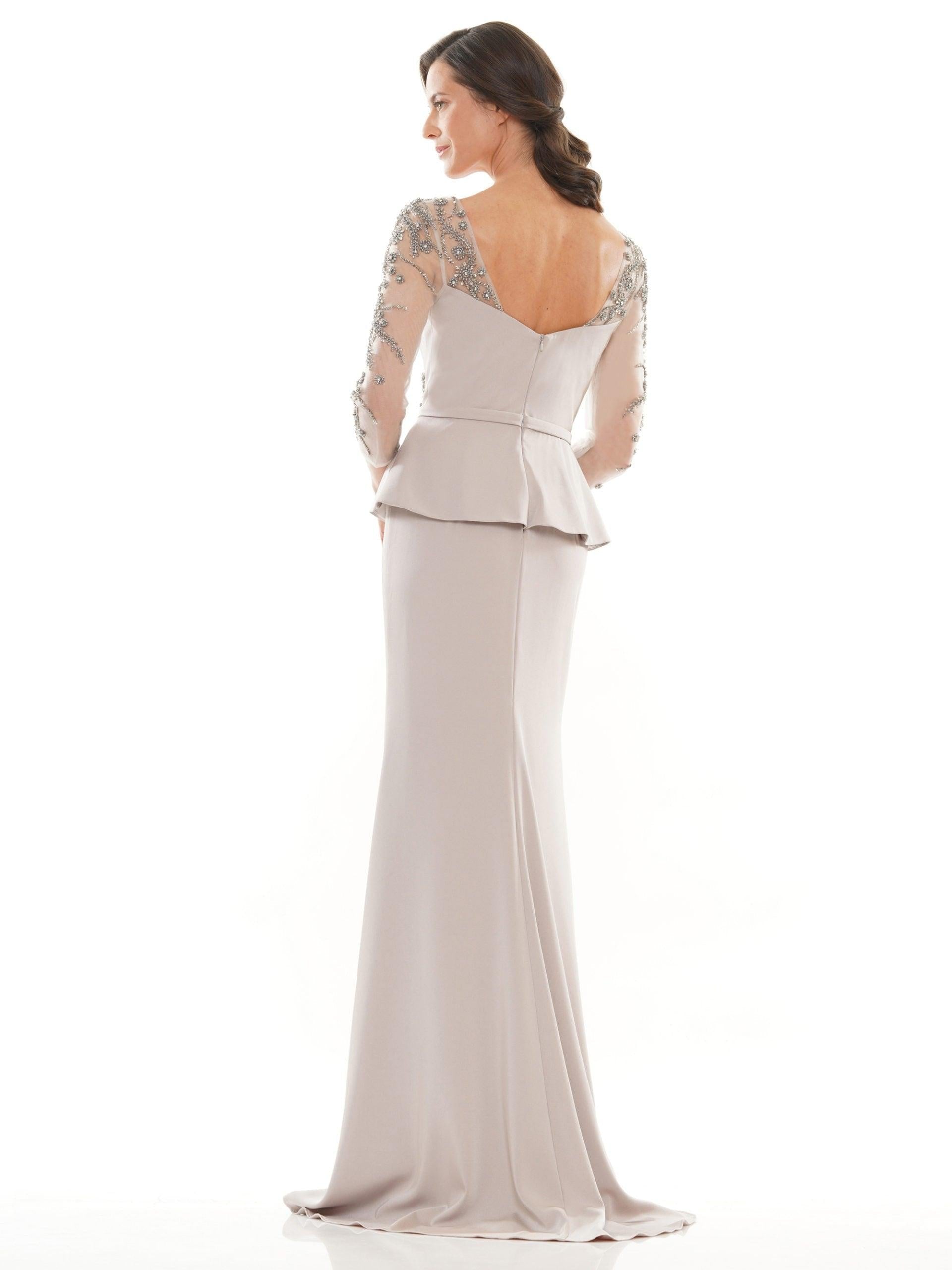 Mother of the Bride Long Peplum Dress by Marsoni 1037 - Eggplant / 10 Mother of the Bride Long Peplum Dress by Marsoni 1037 - Eggplant / 10