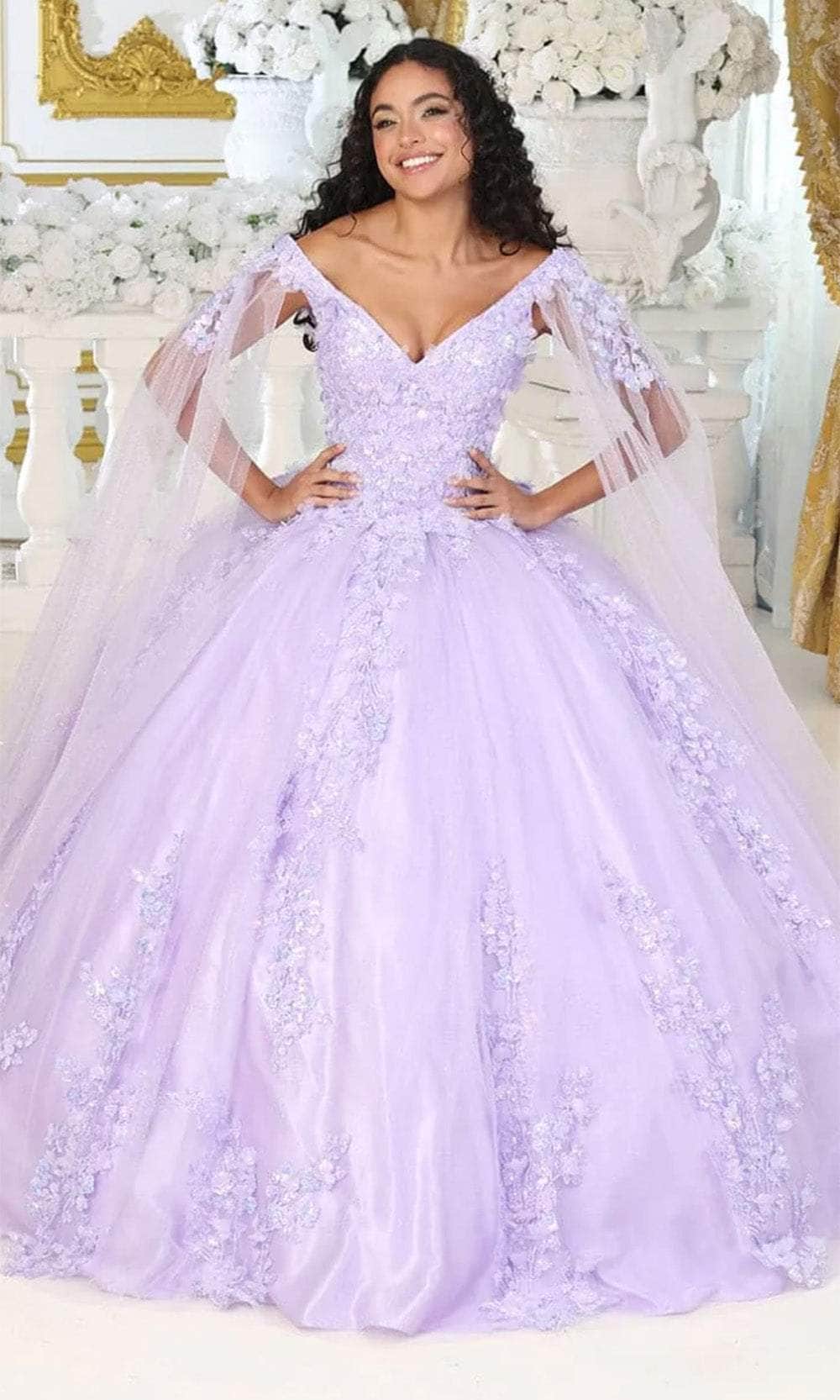 V-Neck Floor-Length Tulle Quinceañera Ball Gown May Queen LK193