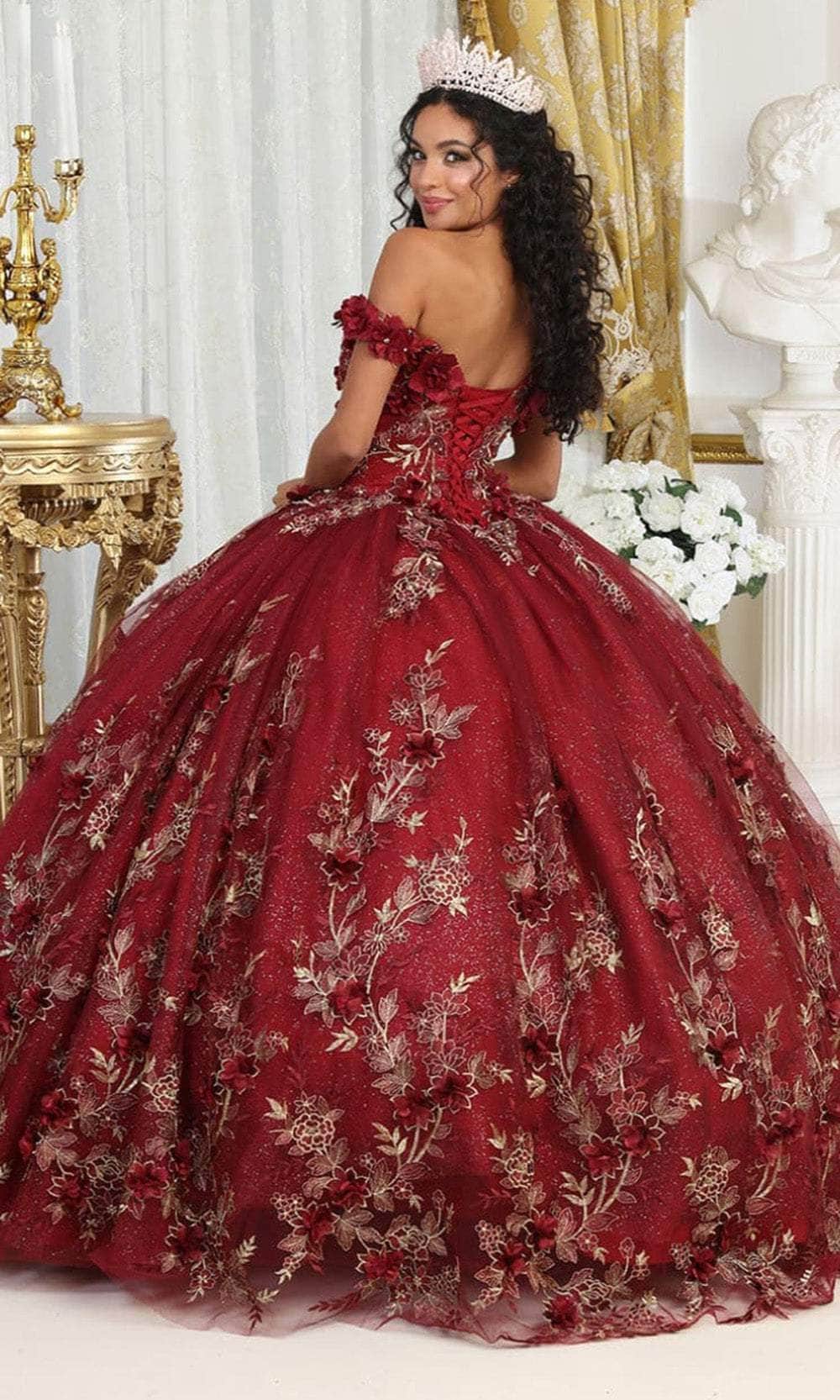 Off-the-Shoulder Floor-Length Tulle Quinceañera Ball Gown May Queen LK215