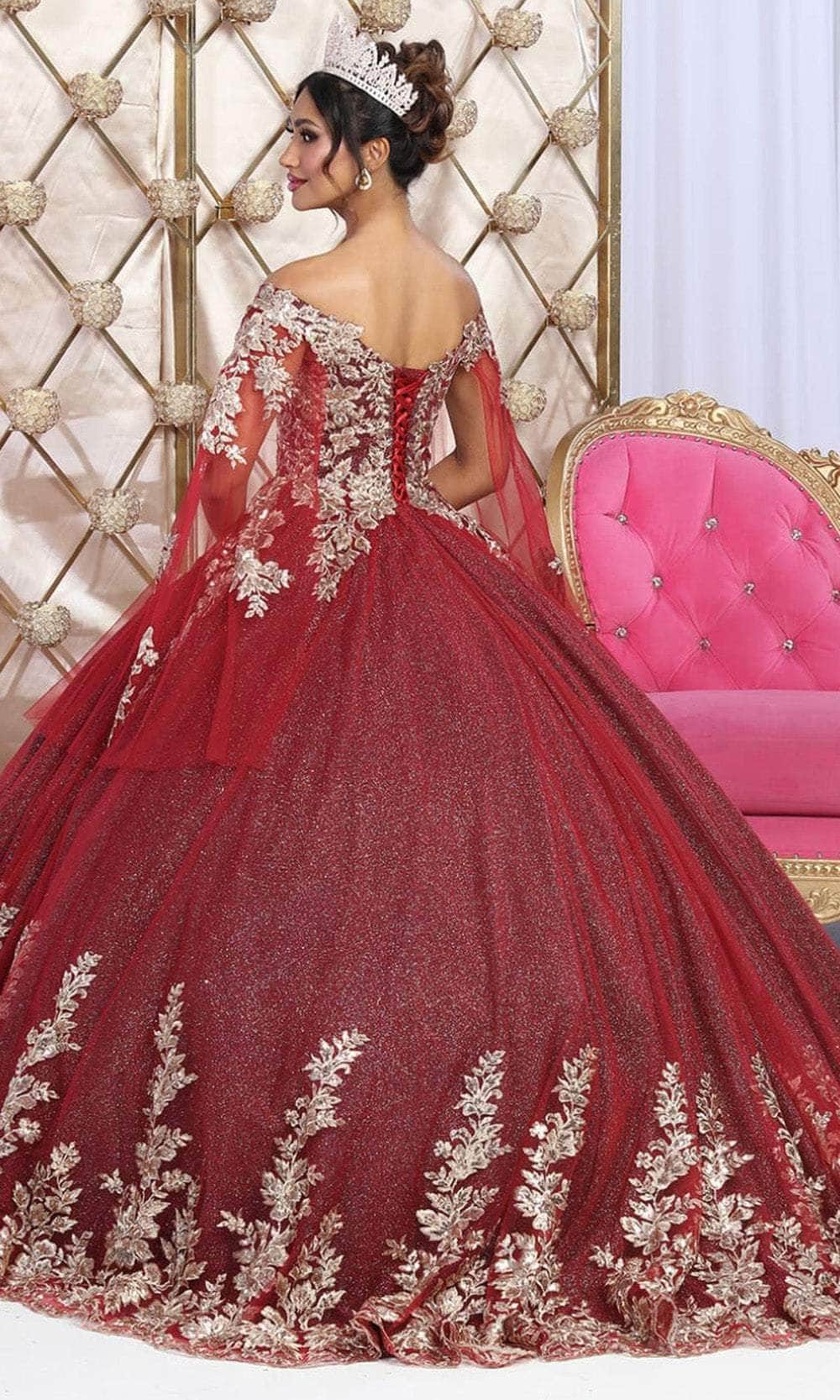Off-the-Shoulder Floor-Length Tulle Quinceañera Ball Gown May Queen LK221