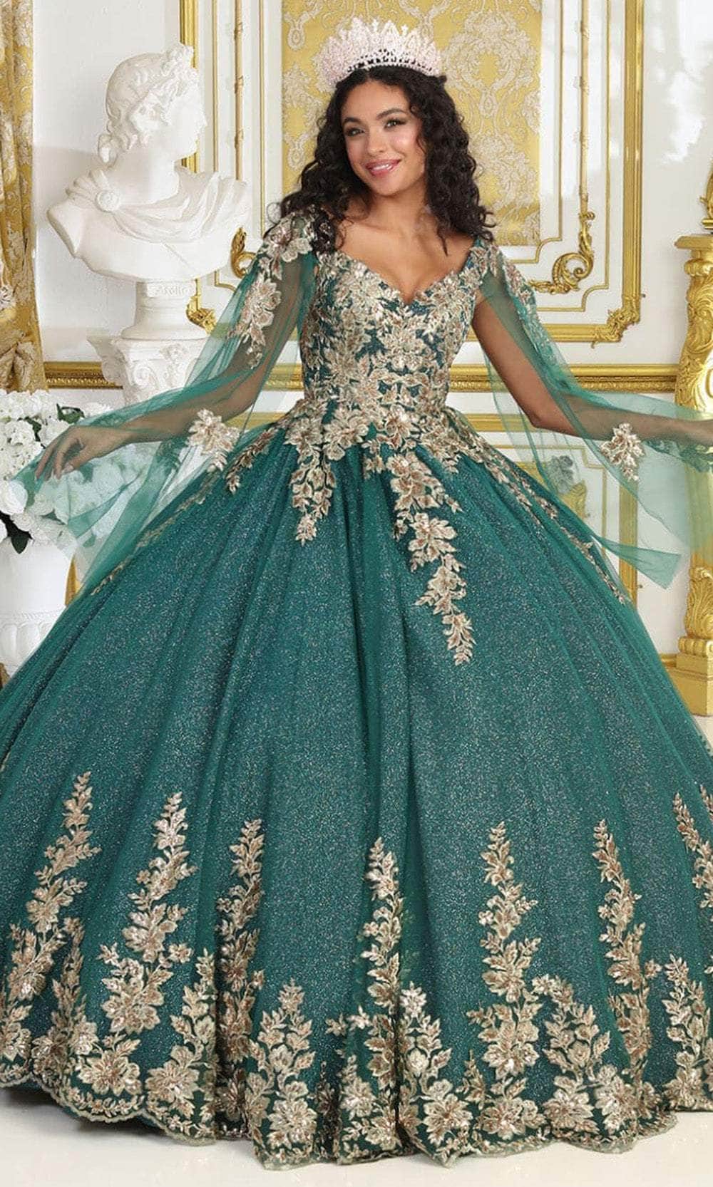 Off-the-Shoulder Floor-Length Tulle Quinceañera Ball Gown May Queen LK221