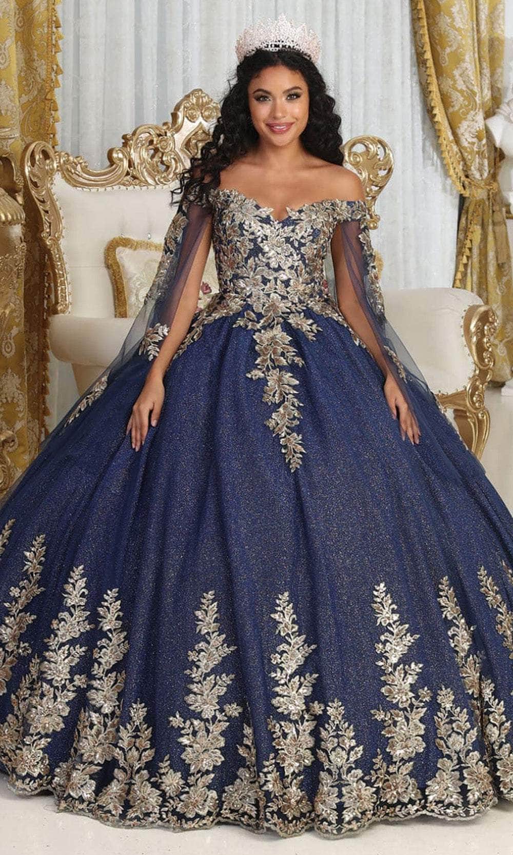 Off-the-Shoulder Floor-Length Tulle Quinceañera Ball Gown May Queen LK221