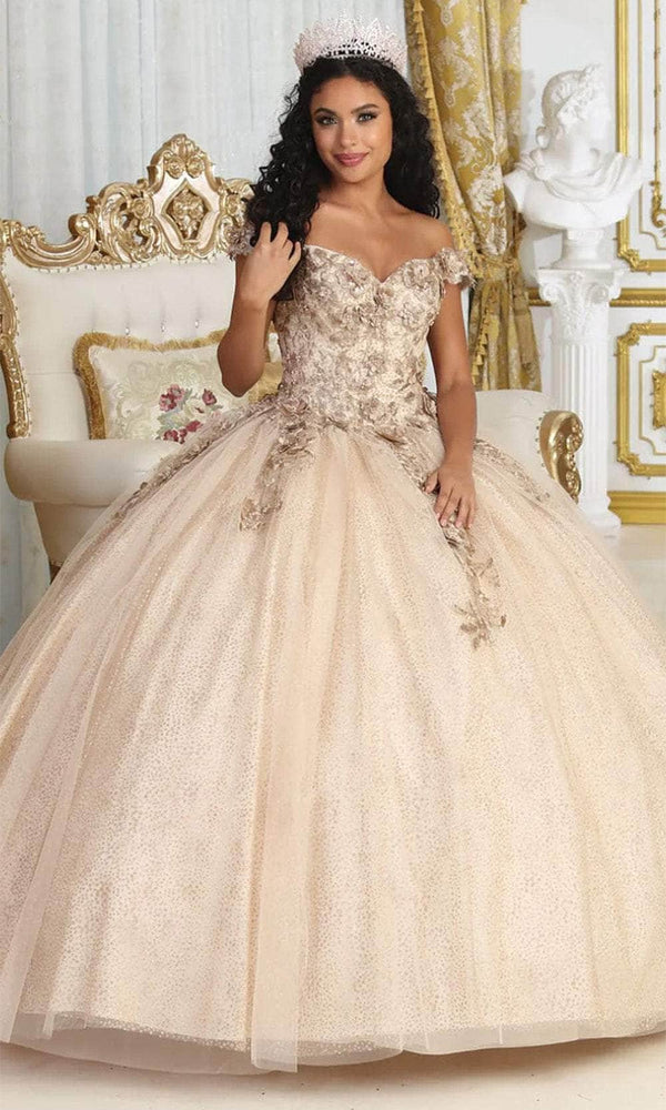 Off-the-Shoulder Floor-Length Tulle Quinceañera Ball Gown May Queen LK222