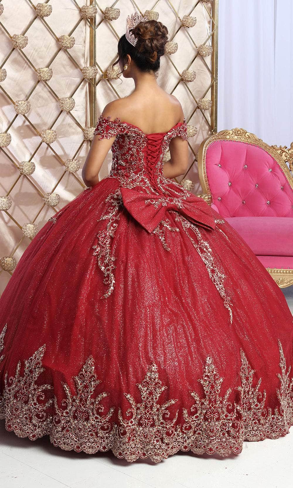Off-the-Shoulder Floor-Length Tulle Quinceañera Ball Gown May Queen LK227