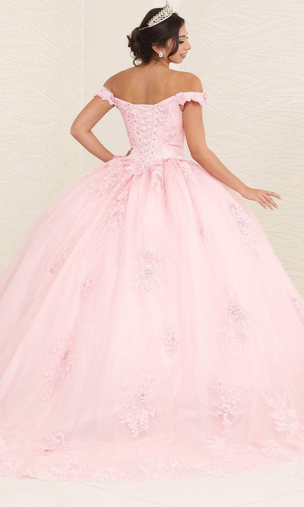 Off-the-Shoulder Floor-Length Tulle Quinceañera Ball Gown May Queen LK260