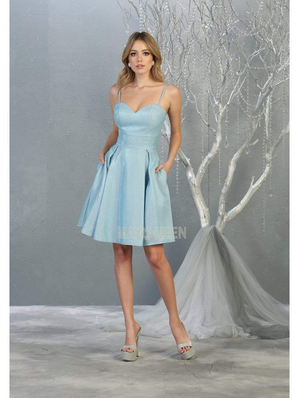 Sweetheart Short Metallic Homecoming Dress Corset May Queen MQ1791