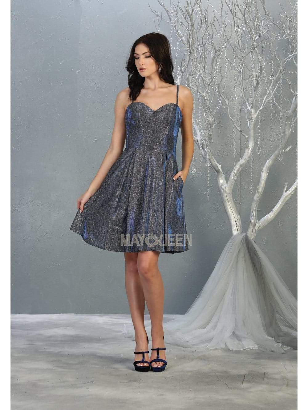 Royal Sweetheart Short Metallic Homecoming Dress Corset May Queen MQ1791