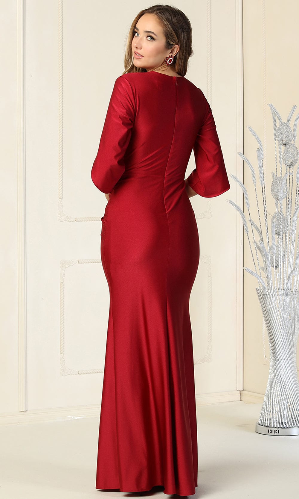 V-Neck Floor-Length Jersey Evening Gown Sheath May Queen 1831
