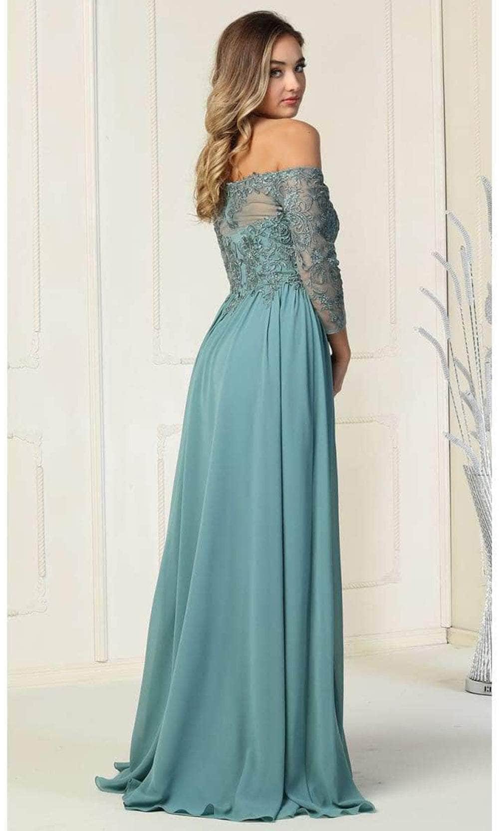 Off-the-Shoulder Floor-Length Chiffon Evening A-Line May Queen 1853