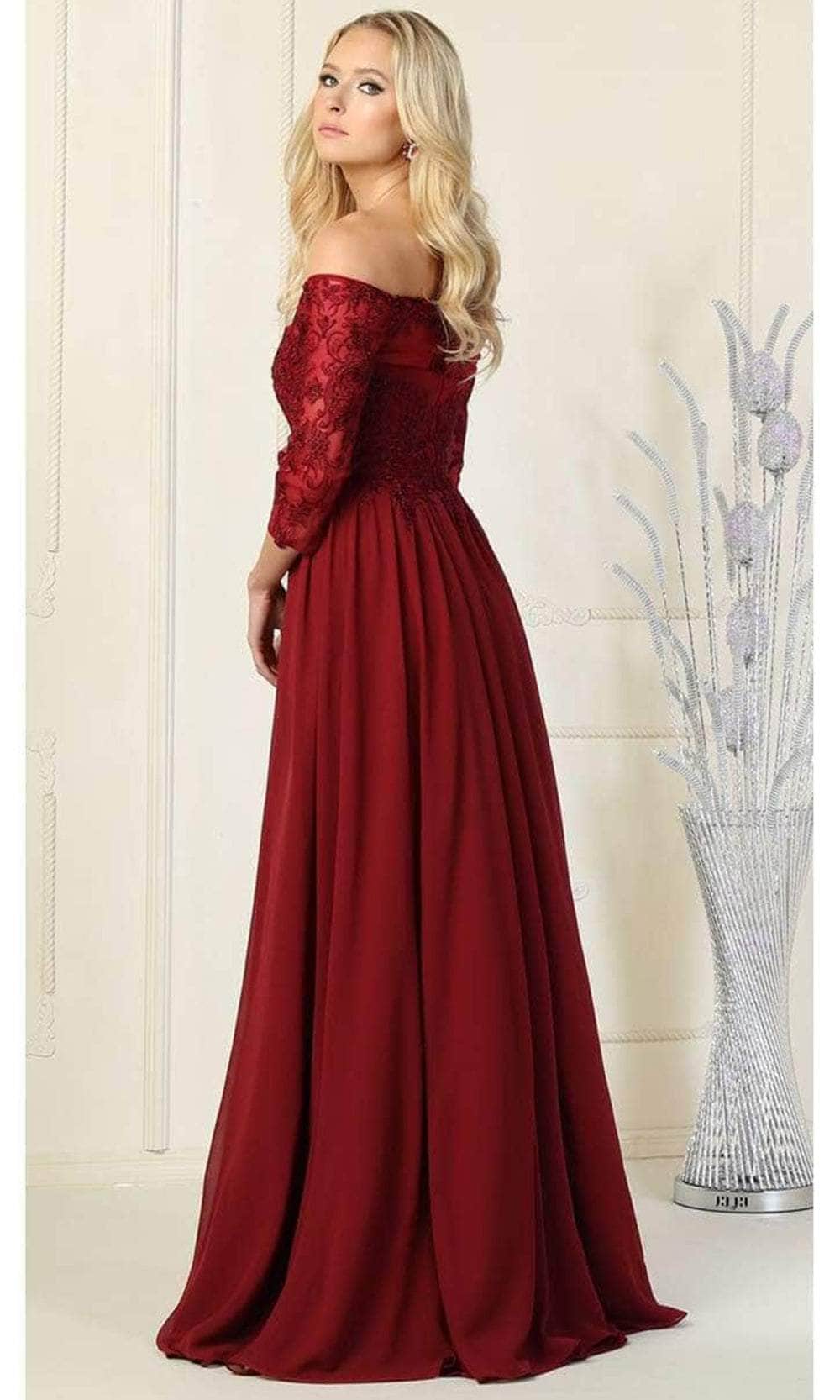 Off-the-Shoulder Floor-Length Chiffon Evening A-Line May Queen 1853