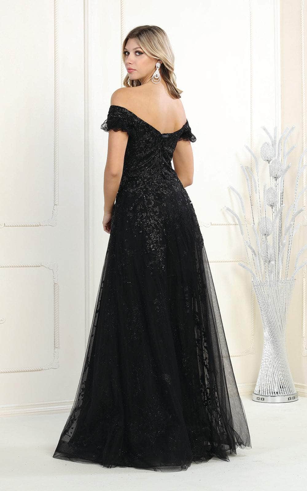 Off-the-Shoulder Floor-Length Tulle Prom A-Line May Queen 1867