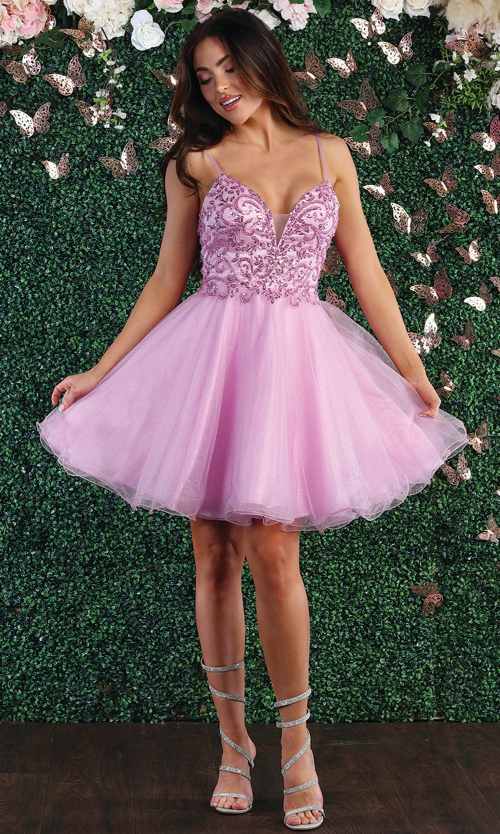 V-Neck Mini/Short Tulle Cocktail A-Line May Queen 1888